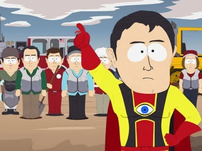 Captain Hindsight meme template: the South Park superhero dispensing useless after-the-fact advice
