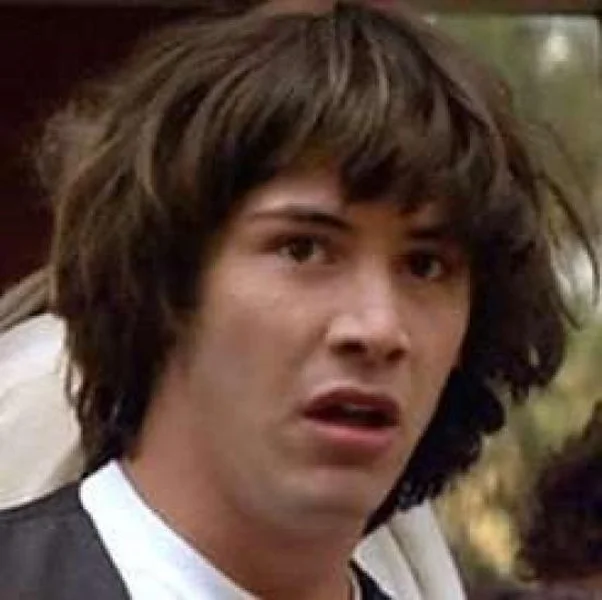 Conspiracy Keanu meme template: Keanu Reeves looking sideways with wide, suspicious eyes