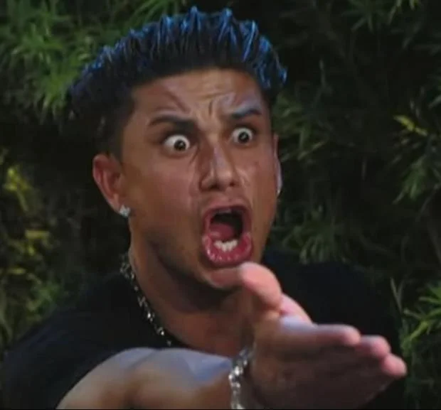 DJ Pauly D with an exaggerated shocked yelling expression