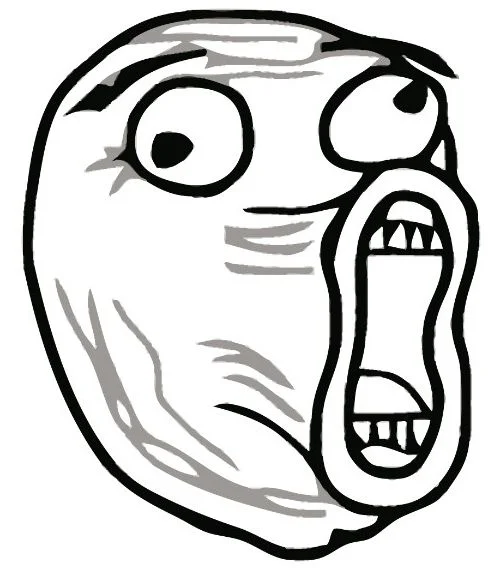 Black and white rage-comic LOL guy screaming face meme template