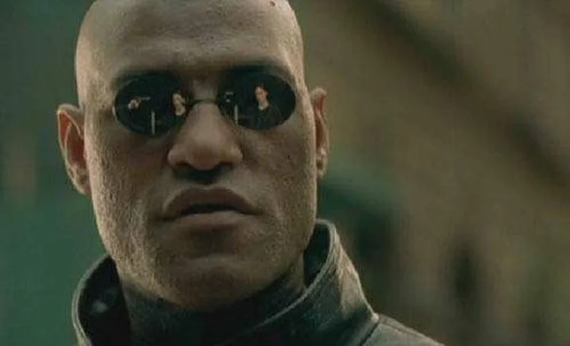 Matrix Morpheus meme template: Laurence Fishburne as Morpheus from The Matrix offering a revelation