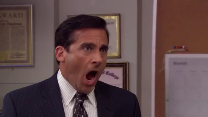 Michael Scott No God No meme template: Michael Scott (Steve Carell) in The Office screaming in despair