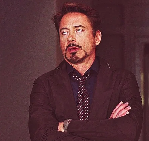 Robert Downey Jr rolling eyes meme template