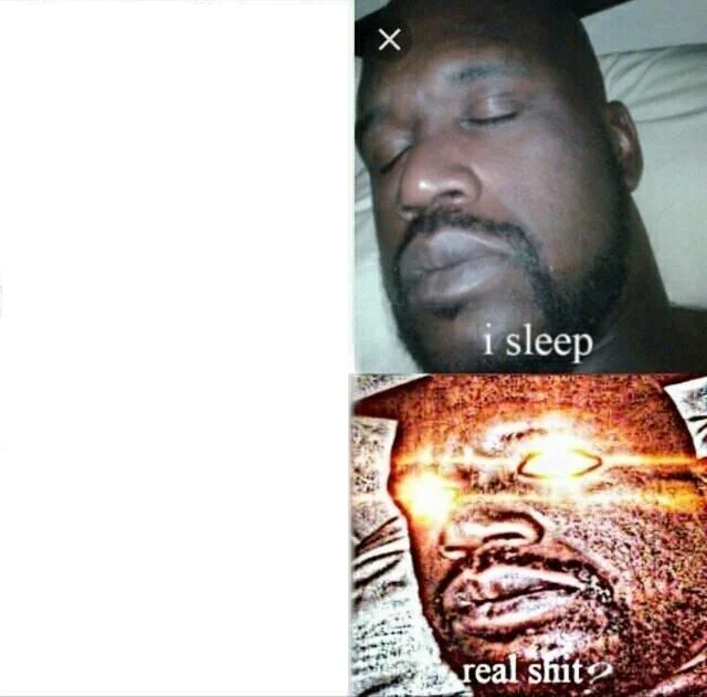 Sleeping Shaq meme template: Shaquille O'Neal fast asleep