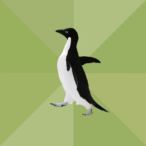 Socially Average Penguin meme template