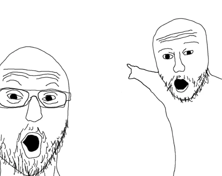 Soyjak Pointing meme template