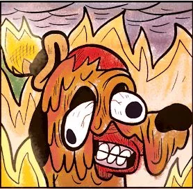 This is fine face melt meme template